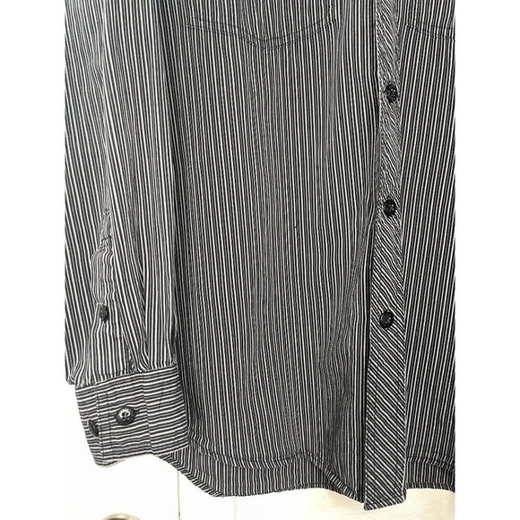Harley Davidson Button Down Long Sleeve Embroidered Striped Shirt Size M Black G - Picture 9 of 9
